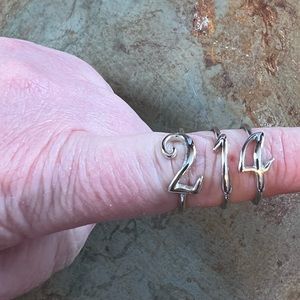 Set of 3 Numbers (1, 2 & 4) Stack Rings Sterling